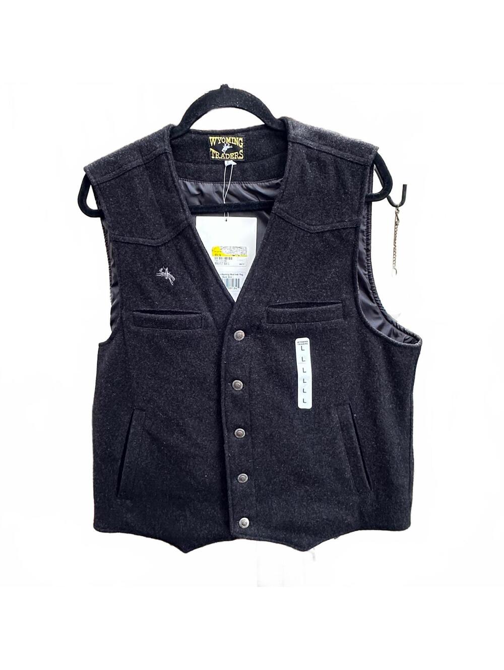 Wyoming Traders Mens Wyoming Wool Cowboy Ranch Wear Vest - BLACK NWT Large